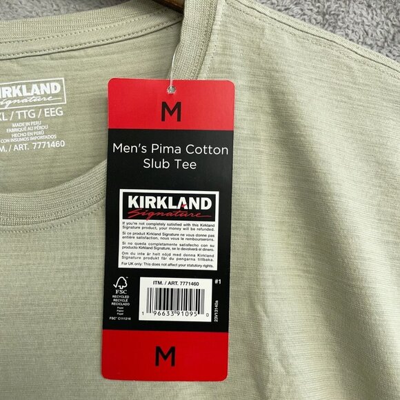 NEW Kirkland Signature Men's M Pima Cotton Slub Tee Light Green - Picture 7 of 8